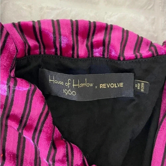 Revolve X House of Harlowe 1960 metallic velour asymmetrical dress - Picture 5 of 7